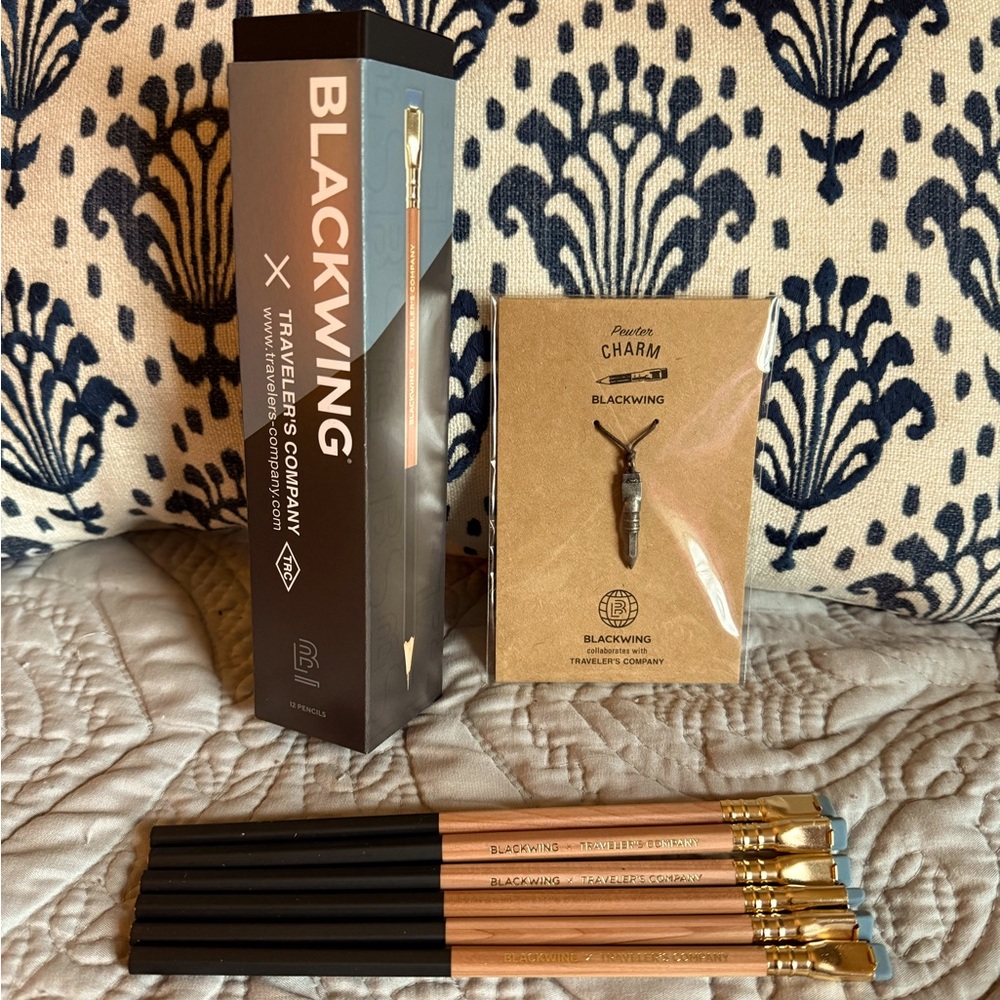 Blackwing X Travelers Pencils (6) with box and pewter charm